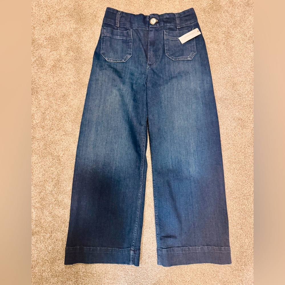 Anthropologie NWT : “The Skipper” Cropped Wide-Leg Jeans 27P
